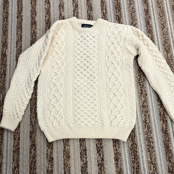 Gender neutral authentic Irish knit Knit Merino wool Sweater - Cream - Picture 3 of 7